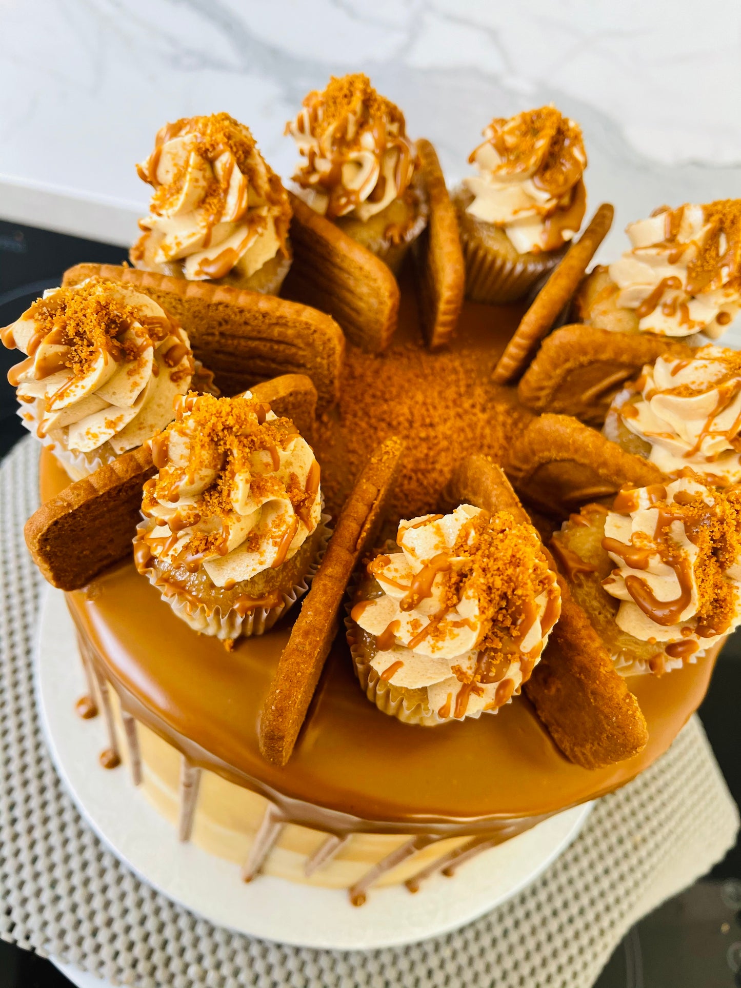 Buttery Biscoff Cake With Mini Cupcakes